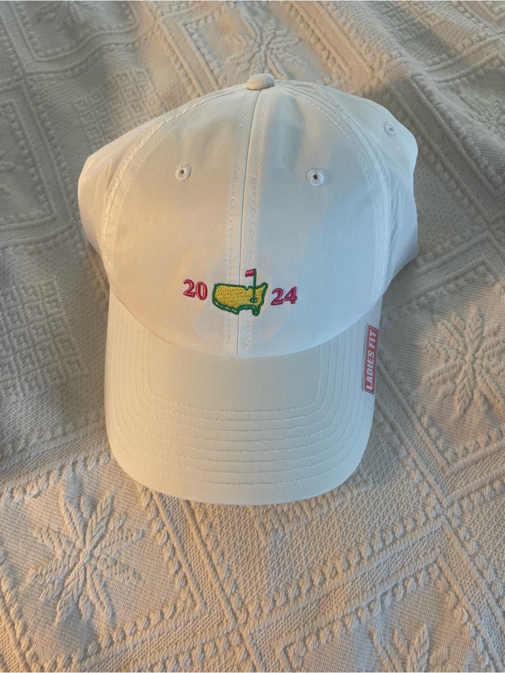 Masters White Cap with Green & Pink Embroidered 2024 Logo